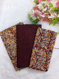 chocolate brown kalamkari block print 3 piece set