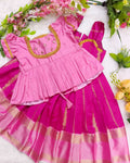 Pink &amp; Magenta with Golden Zari Detailing kids lehenga set