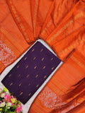 wine raw silk top with orange jamdhani duppata