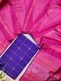 violet raw silk top with pink jamdhani duppata
