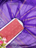 peech raw silk top with purple jamdhani duppata