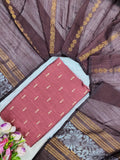 peech raw silk top with brown jamdhani duppata