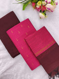 rose with brown raw silk 3 piece set
