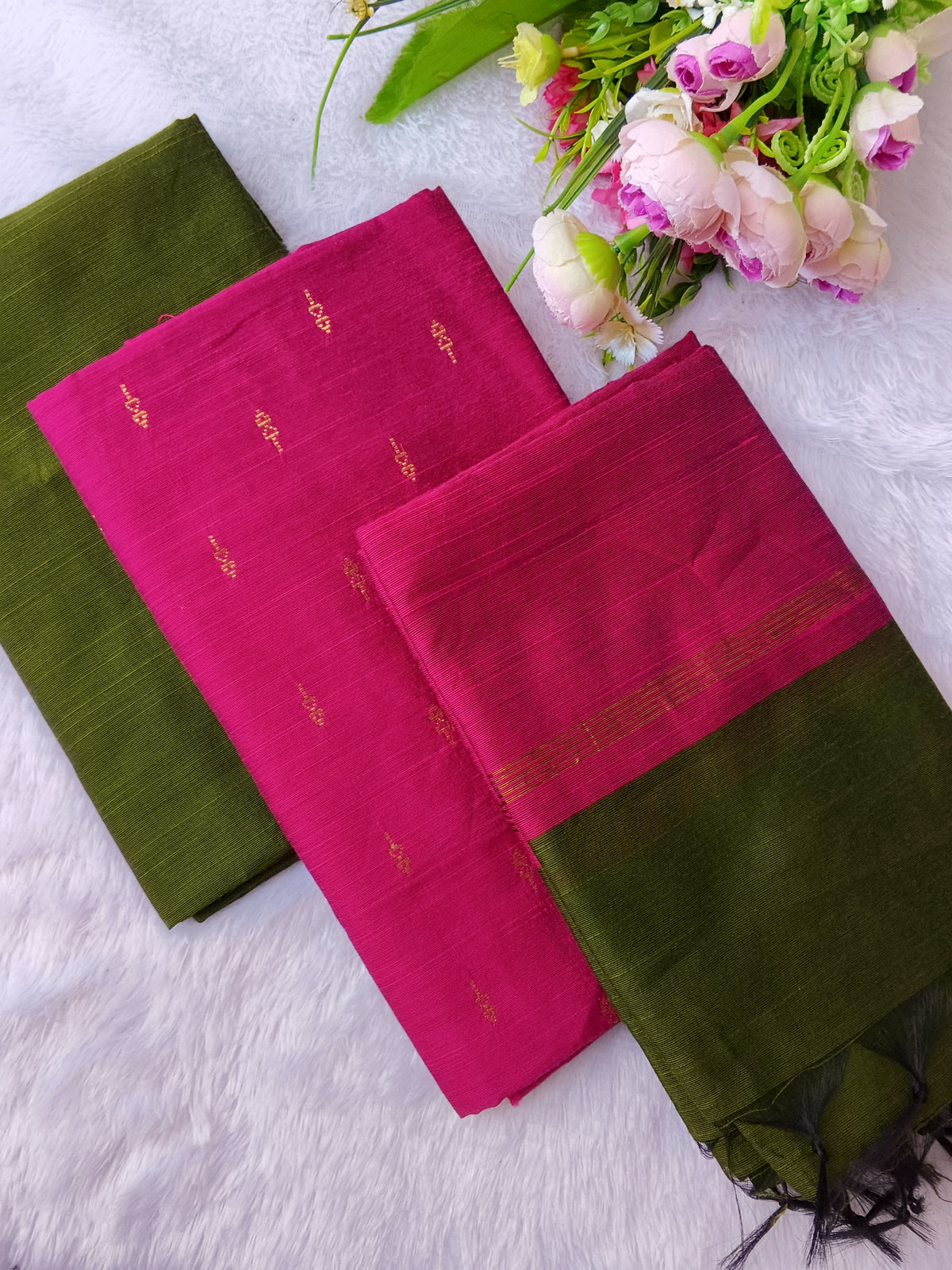 rose with olive green 3 piece set