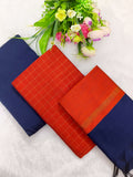 orange raw silk top with contrast bottom and duppata
