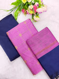 baby pink raw silk top with blue bottom and contrast duppata