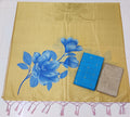 skyblue raw silk top with big flower mothif assam silk duppata