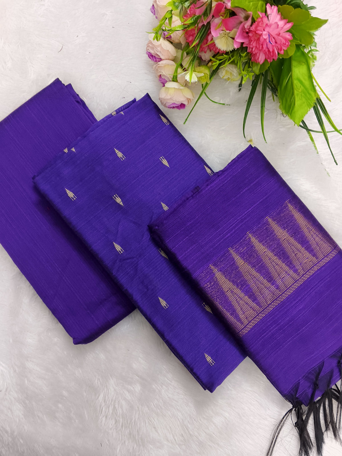 violet top with temple border dupppata 3 piece set
