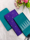 violet top with teel blue temple border duppata 3 piece set