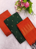 bottle green with orange temple border duppata 3 piece set