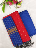 red with blue raw silk 3 piece set