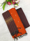 orange with brown raw silk 3 piece set
