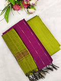 rose with olive green raw silk 3 piece set