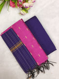 pink with violet raw silk 3 piece set