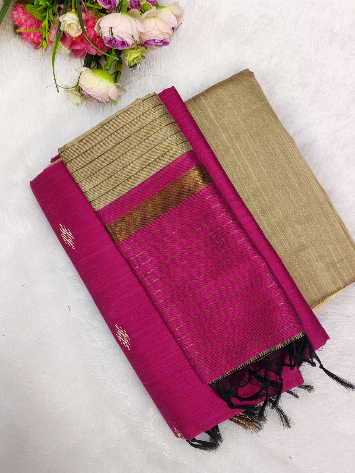 rose raw silk 3 piece set