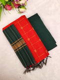 red with bottle green raaw silk 3 piece set