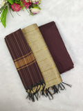 cream with brown raw silk 3 piece set