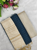 mayil green with half white raw silk 3 piece set
