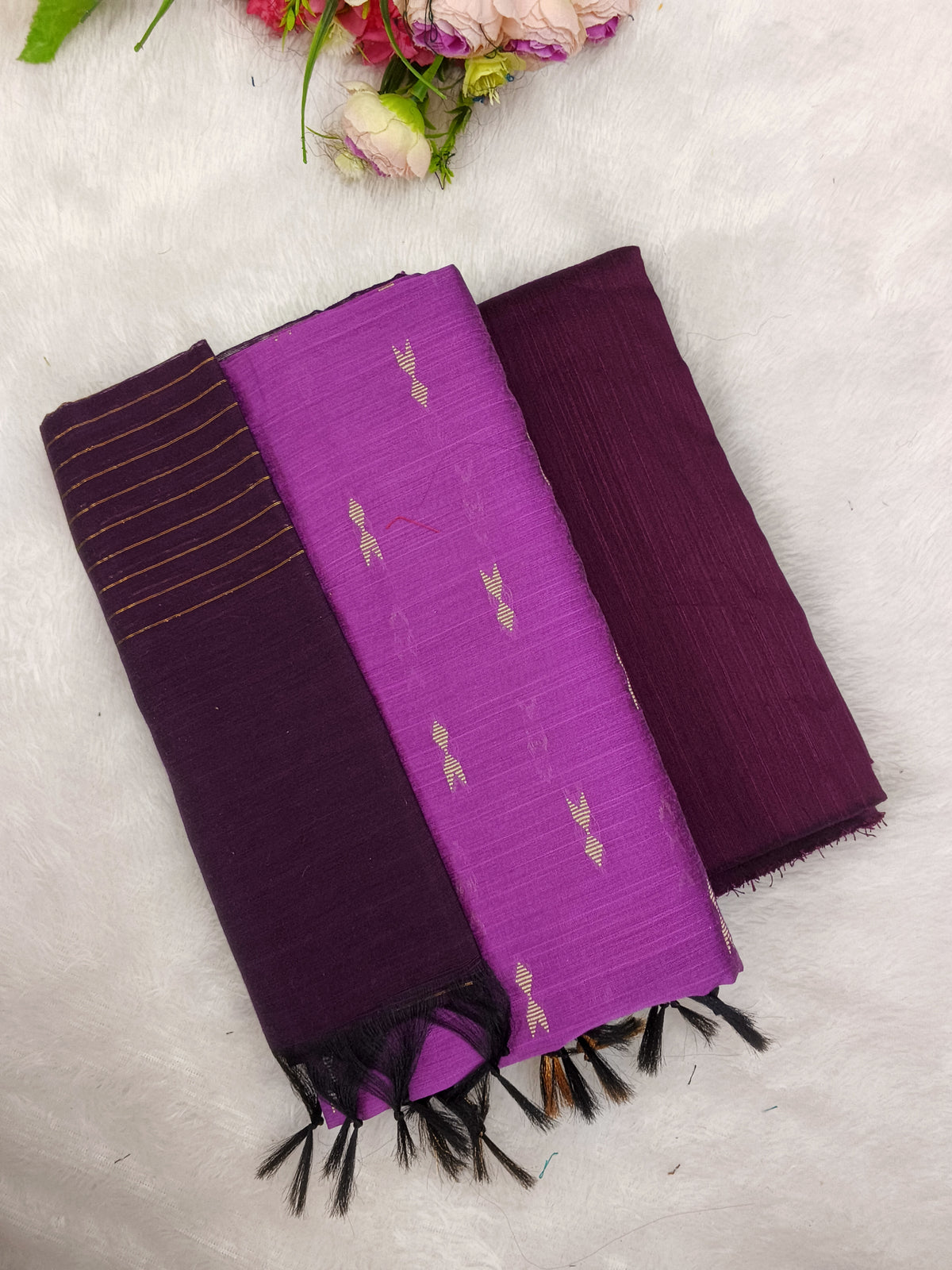 pink with wine raw silk 3 piece set