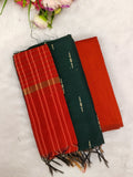 bottle green with orange raw silk 3 piece set