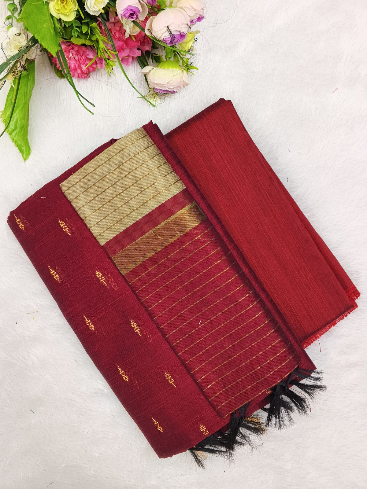 marron raw silk 3 piece set