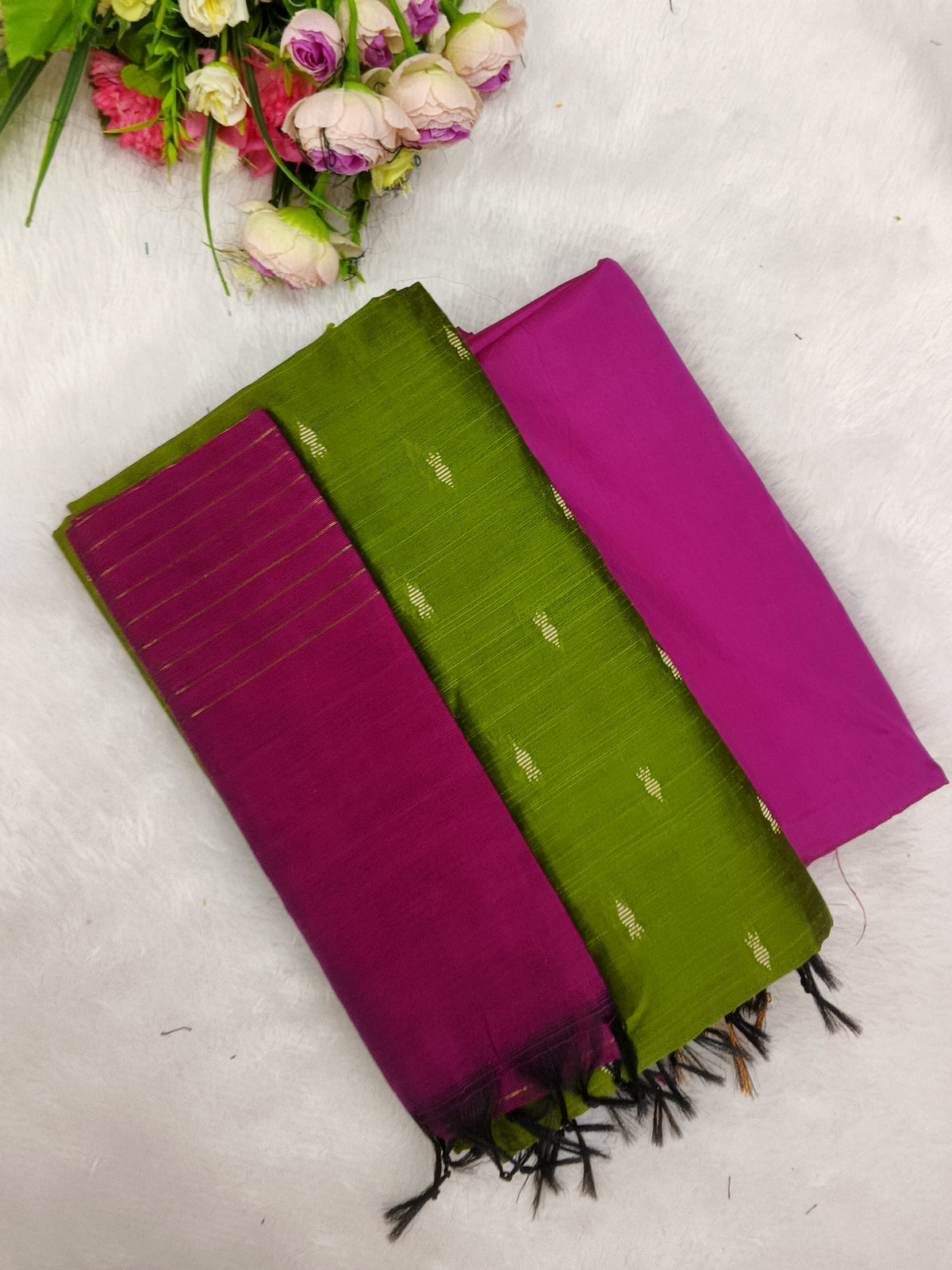olive green with rose 3 piece set