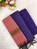 violet with peech raw silk 3 piece set
