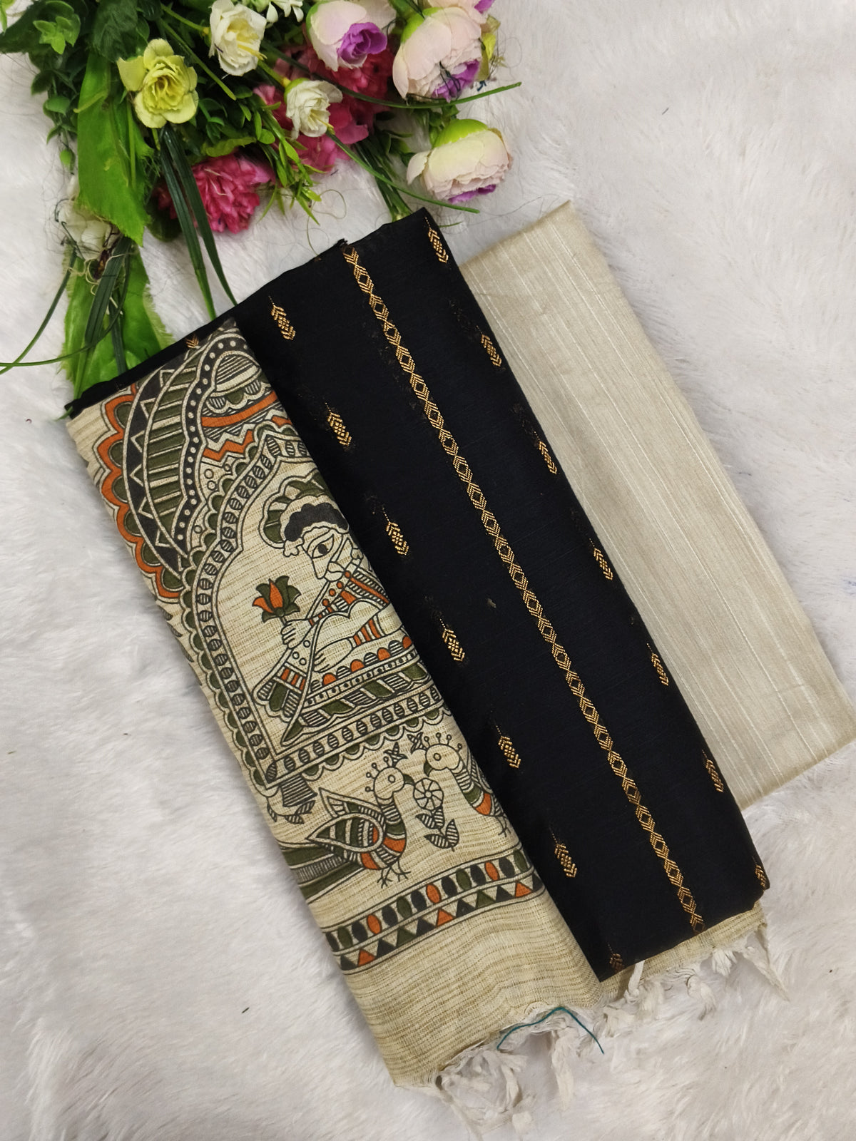 black madhubani 3 piece set