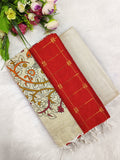 orange madhubani 3 piece set