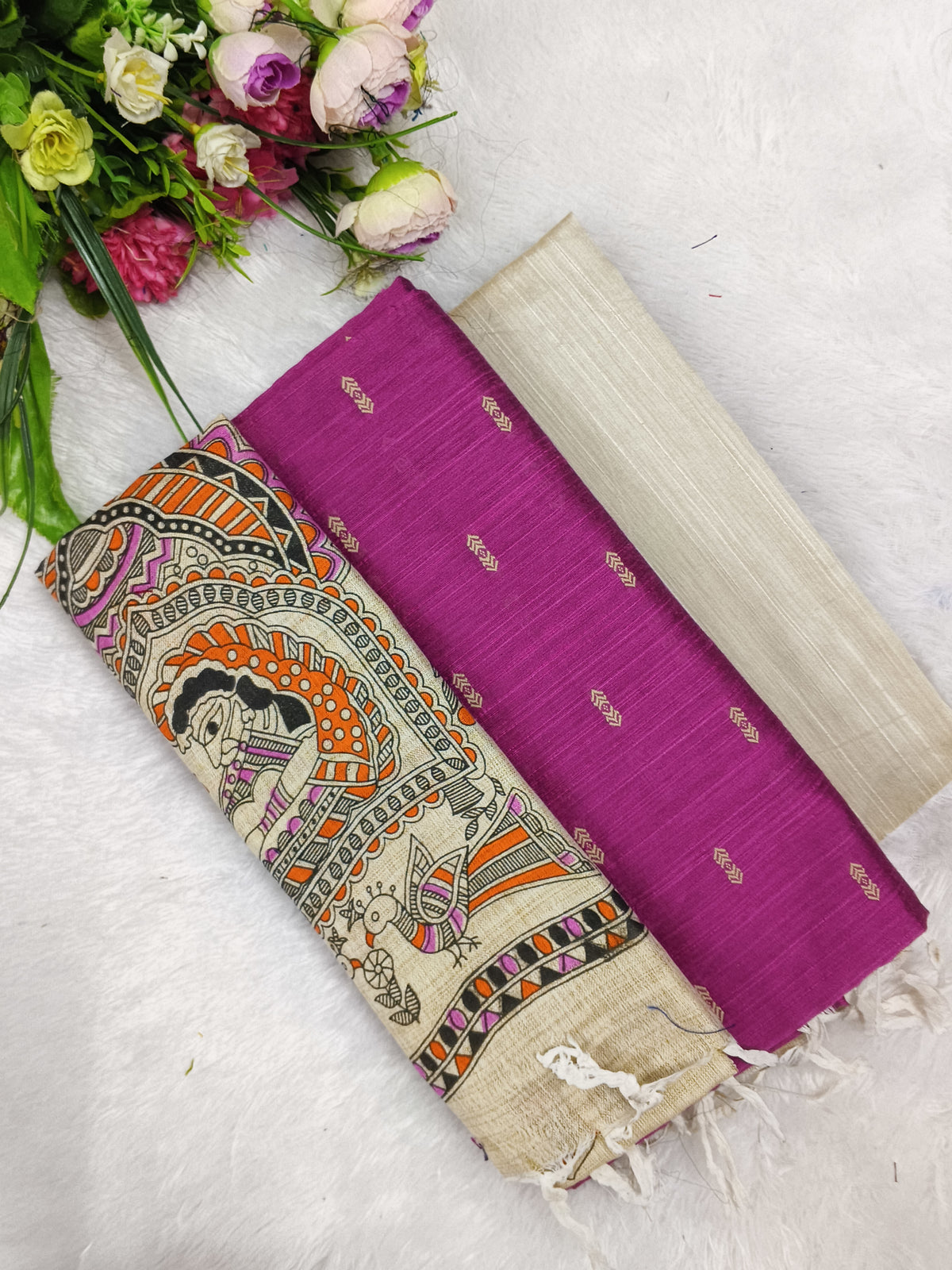 pink madhubani 3 piece set