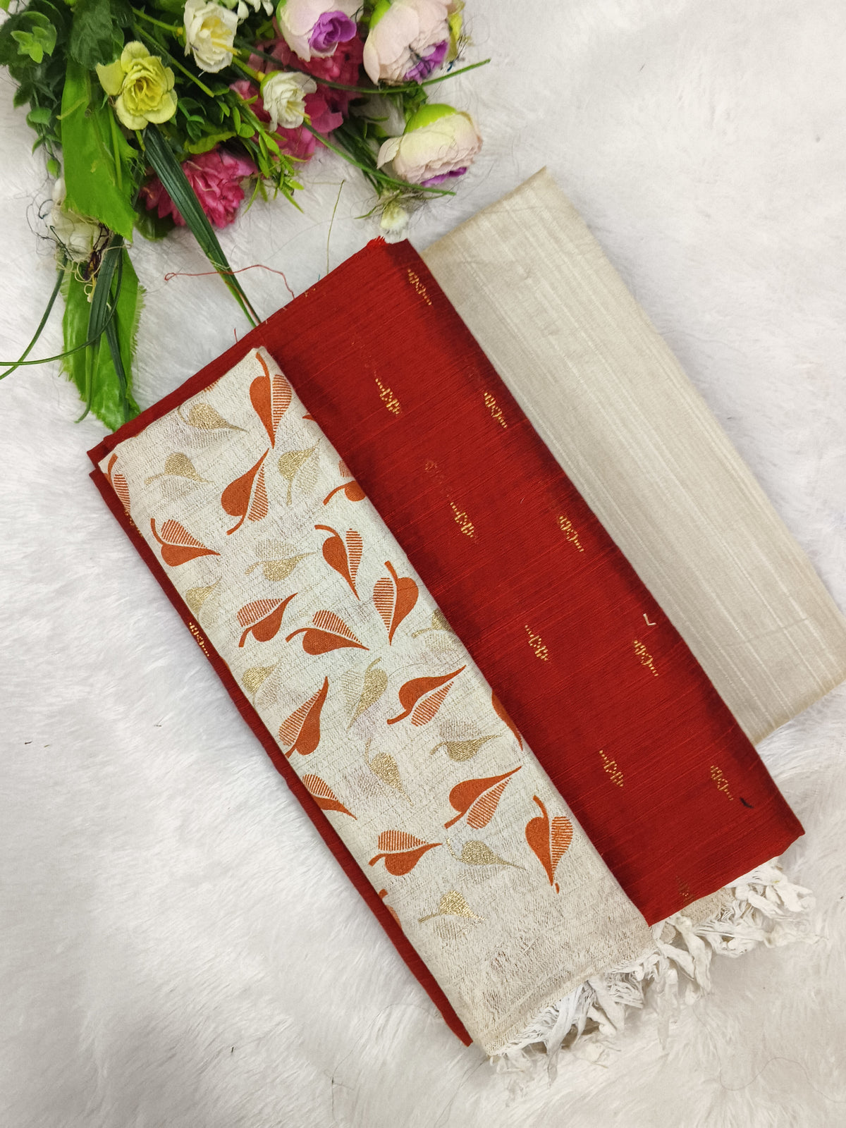 red madhubani 3 piece set