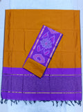 Gold & Purple Pochampally SiCo Silk – 3-Piece Set