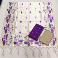 lavendor pichwai motive assam silk duppata with raw silk top 3 piece set
