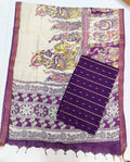 wine colour chennuri silk duppata with raw silk top