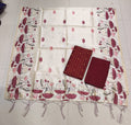 marron raw silk top with pitchwai mothif assam silk duppata 3 piece set