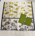 mehandi green raw silk top with pitchwai mothif assam silk duppata