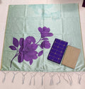 purple raw silk top with big flower mothif assam silk duppata