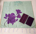 dark purple raw silk top with big flower mithif assam silk duppata