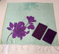 dark purple raw silk top with big lower mothi assam silk duppata