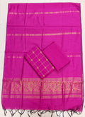 rose jamdhani duppata with raw sik top and bottom 3 piece set