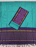 Blue & Purple Pochampally SiCo Silk – 3-Piece Set