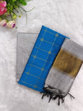 rama blue with silver combination raw silk 3 piece set