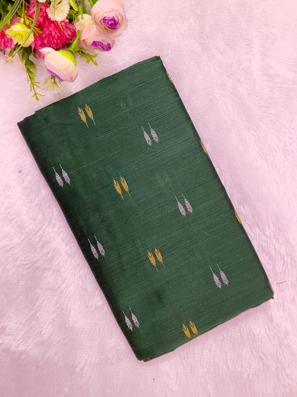 bottle green raw silk top