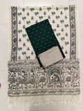 Ivory & Bottle Green Madhubani – 3-Piece Set