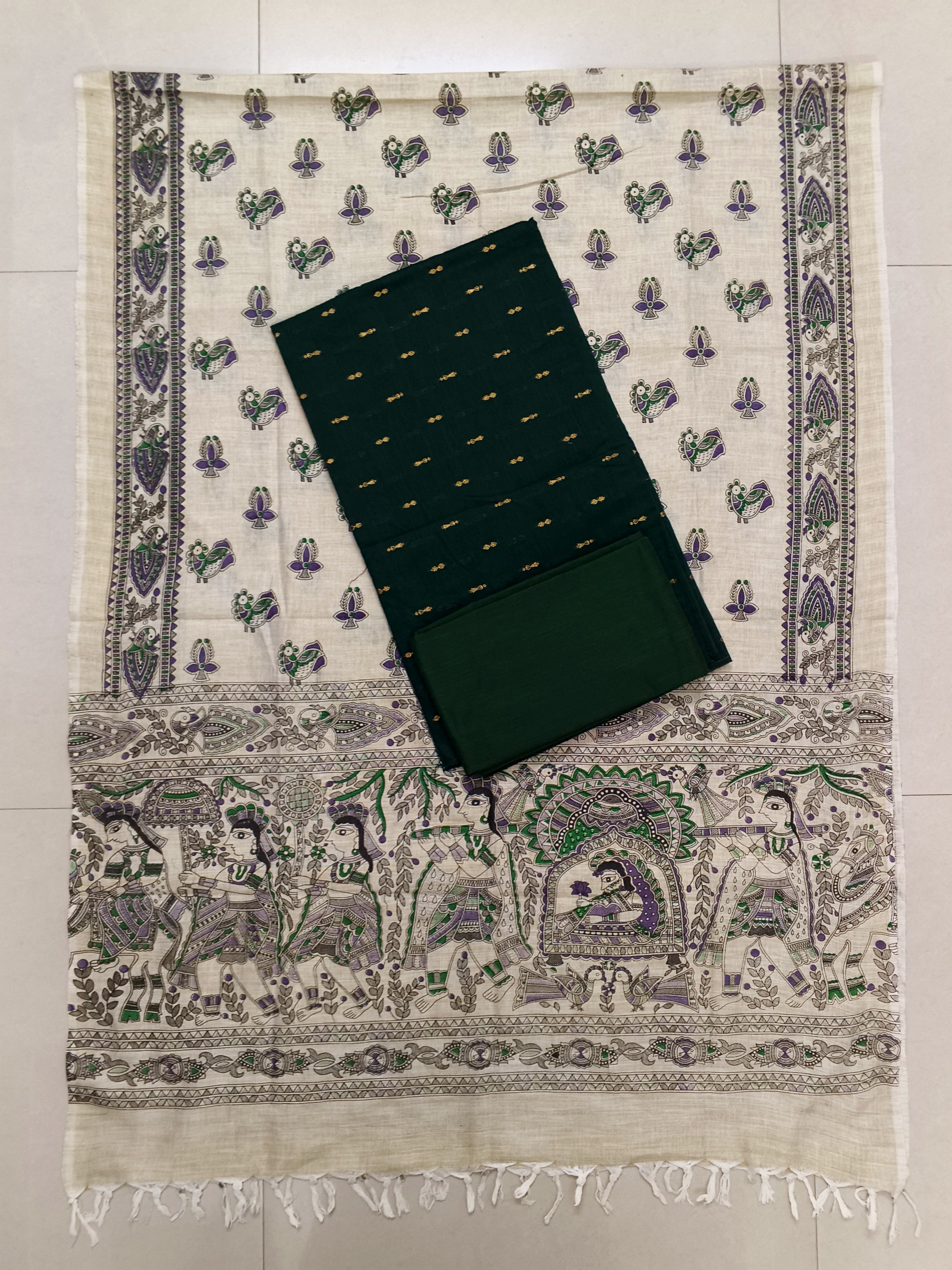 Ivory & Rust Red Madhubani – 3-Piece Set