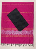 Rani Pink Jamdhani Dupatta with Black Raw Silk Top