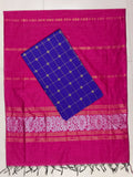 Rani Pink Jamdhani Dupatta with Royal Blue Raw Silk Top