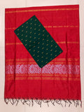 Red Jamdhani Dupatta with Bottle Green Raw Silk Top