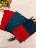 Red & Blue Raw Silk Fully Woven – 3-Piece Set