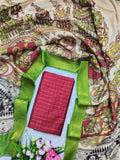 Magenta Pink & Green Chennuri Silk Nizam Border Dupatta with Raw Silk Top – 2-Piece Set